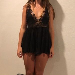Free people intimates black lace romper